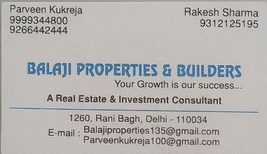 Balaji Properties & Builders Rani Bagh Delhi