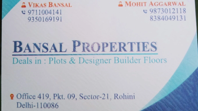 Bansal properties Sector 21 Rohini Delhi
