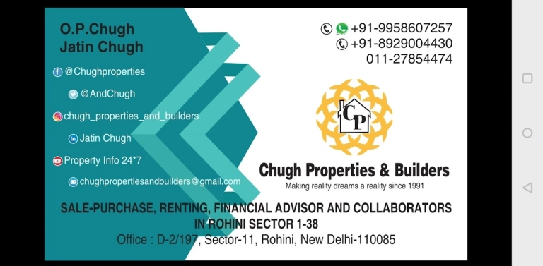Chugh Properties & Builders Sector 11 Rohini Delhi