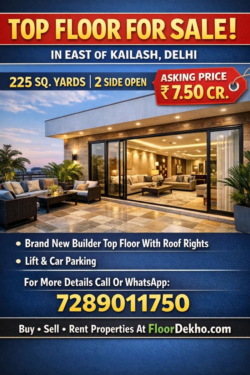 Top Floor For Sale In East Of Kailash Delhi