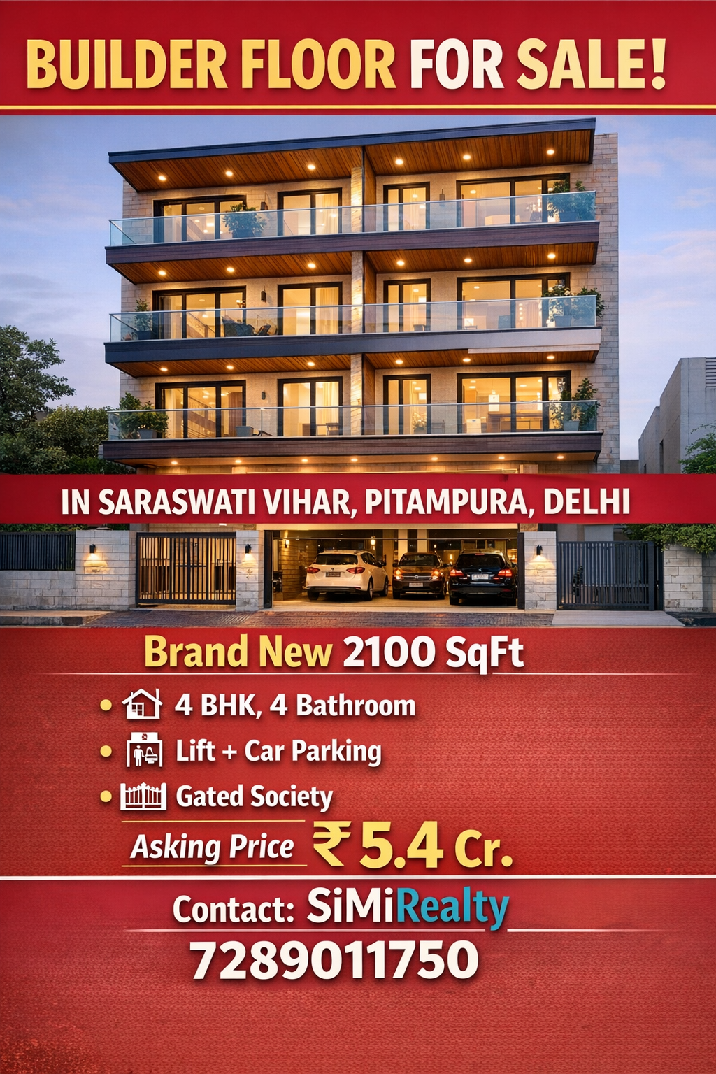 Builder Floor For Sale In Saraswati Vihar Pitampura Delhi