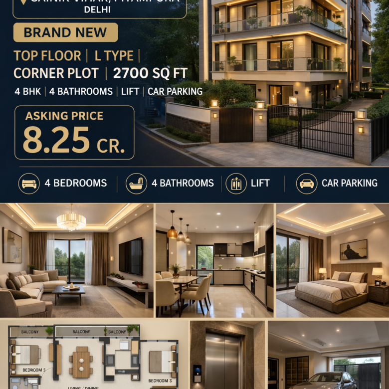 L Type Top Floor For Sale In Sainik Vihar Pitampura Delhi