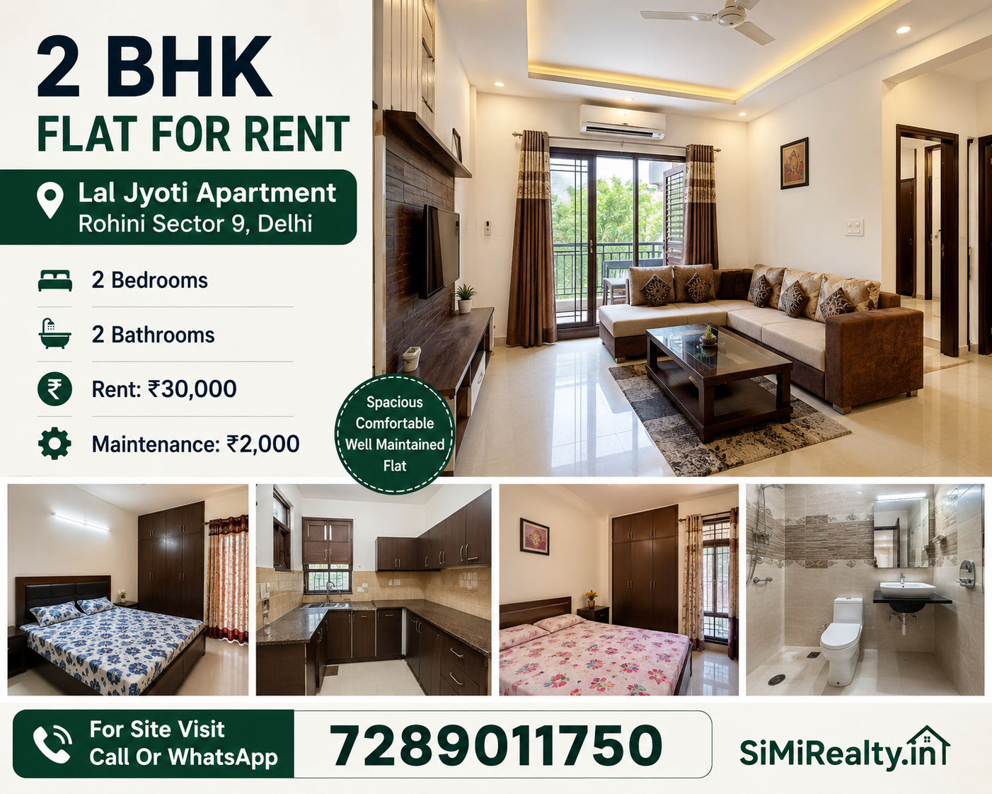 2 BHK 1000 Sq-ft Flat/Apartment For Rent in Lal Jyoti Apartment Sector 9 Rohini New Delhi