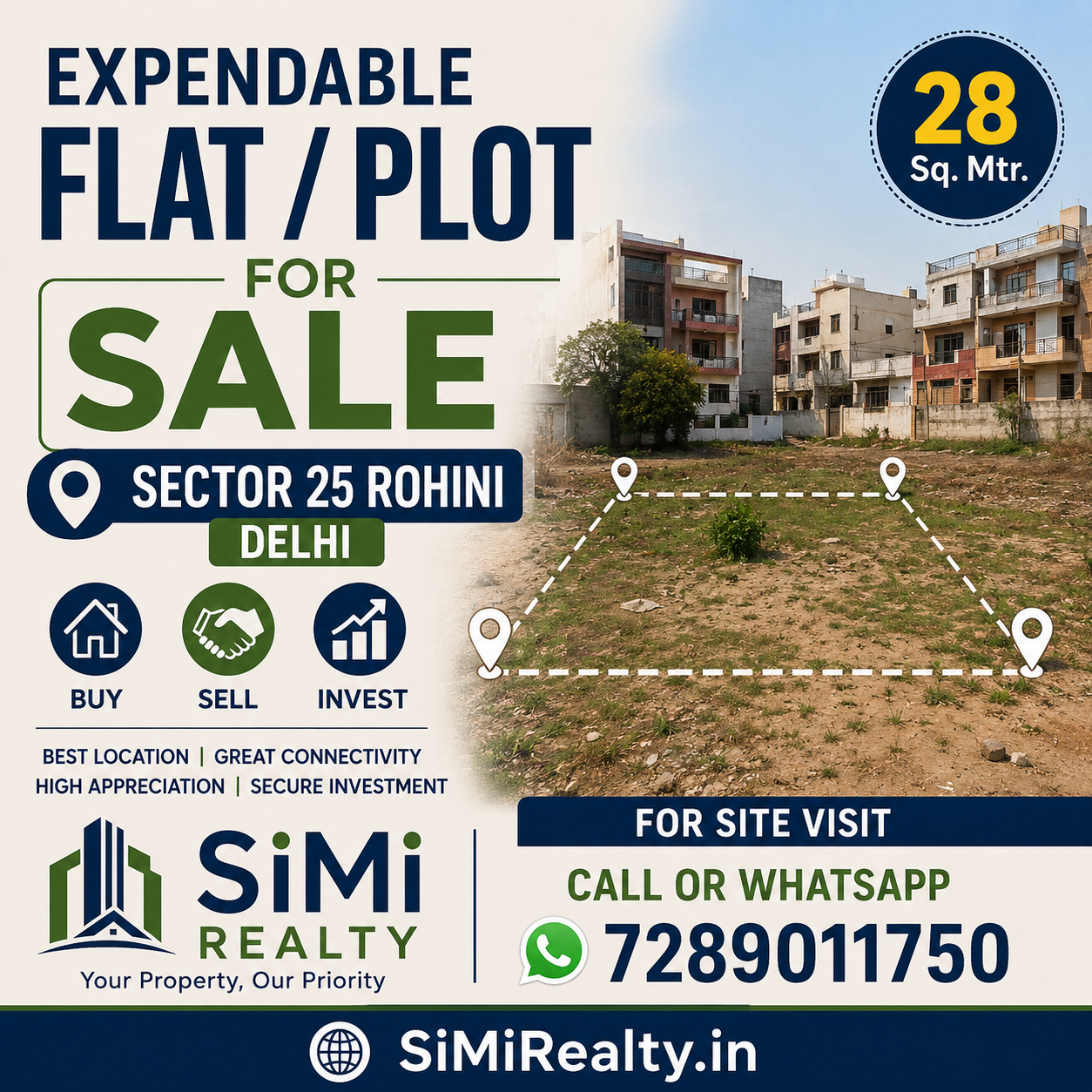 28 Mtr Plot For Sale In Sector 25 Rohini Delhi