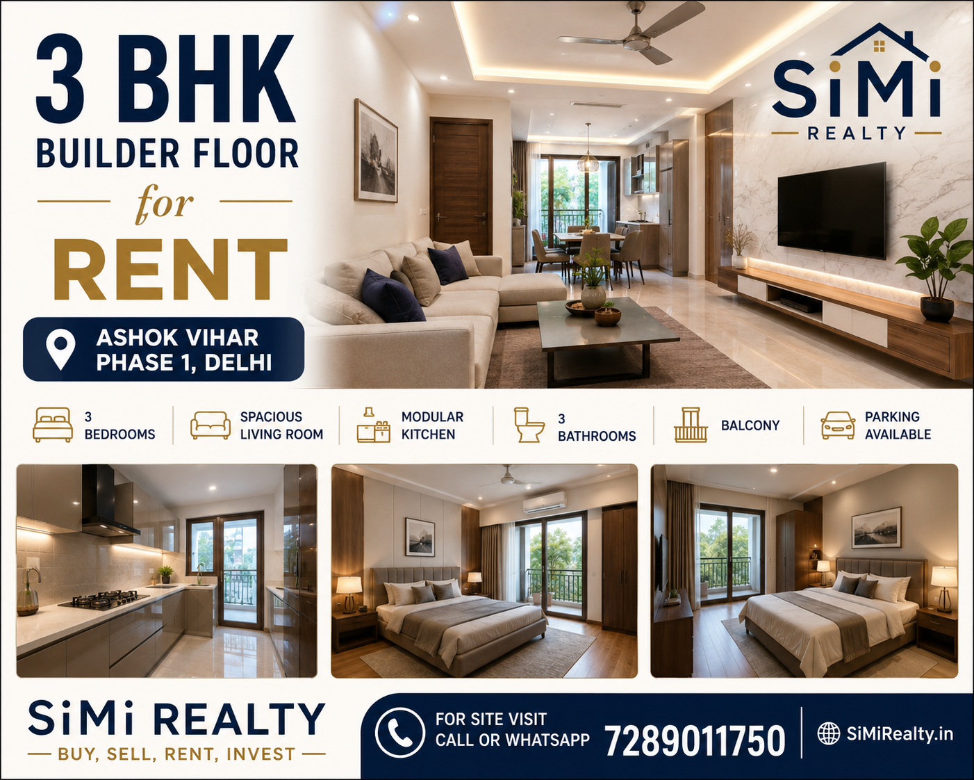 3 BHK Builder Floor For Rent In Ashok Vihar Phase 1 Delhi