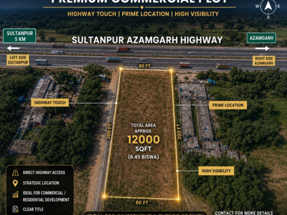 12000 Sqft Land on Azamghar Highway Sultanpur in Front of Chini Mill For Sale