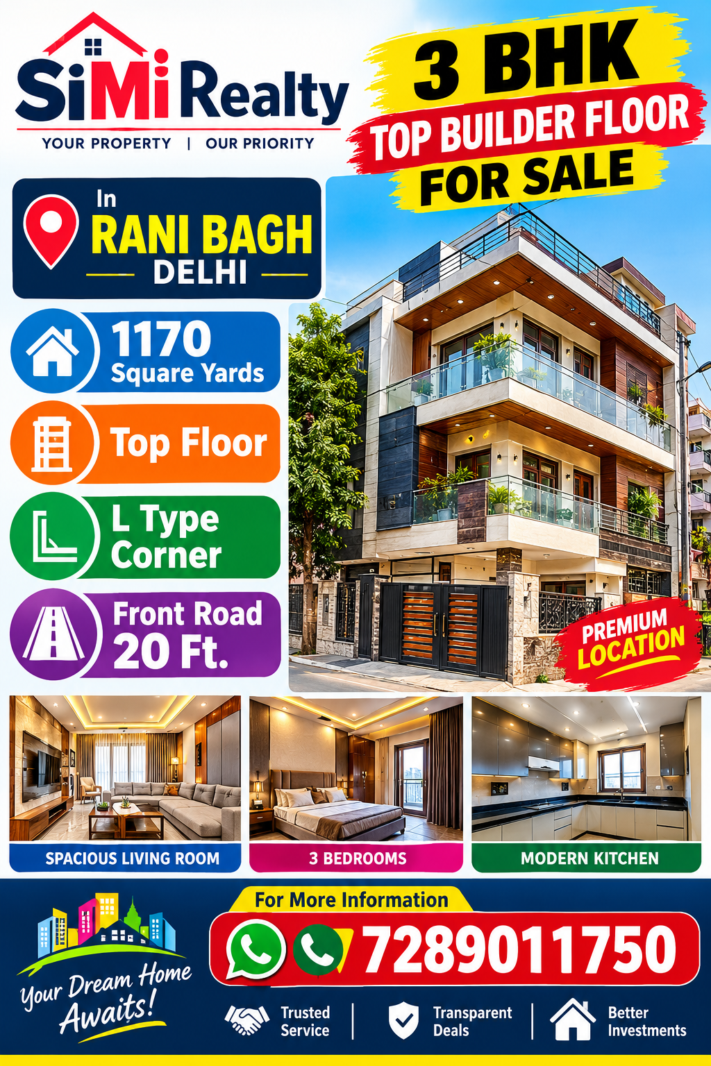 3 BHK Top Builder Floor For Sale In Rani Bagh Delhi