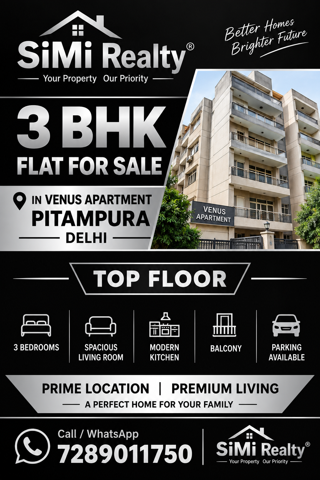 3 BHK Flat for sale in Venus Apartment Pitampura Delhi